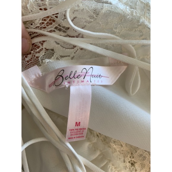 Belle Nuit Intimates White Lace Tie Night Gown Lingerie Babydoll Medium - Picture 5 of 7